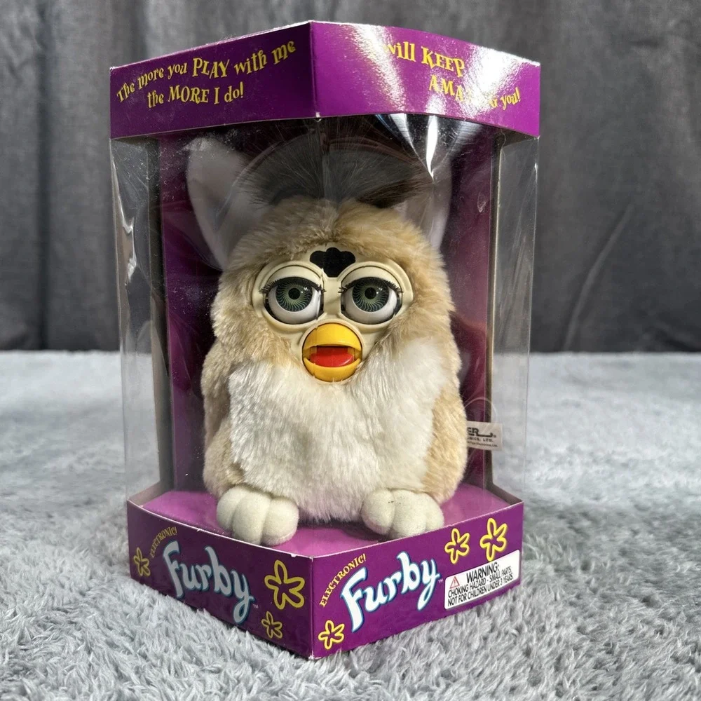 1998 Tiger Furby 70-800 Electronic Interactive Toy Tan And White With Blue Eyes